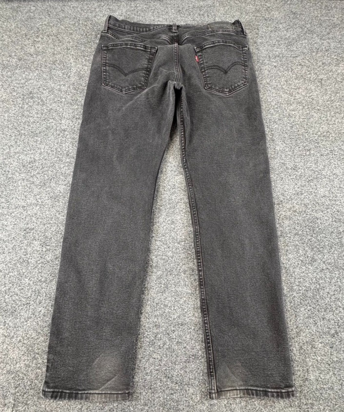 Levi's Jeans 502 Mens 34x32 Slim Tapered Fit Flex Black Denim Distressed Work thumbnail 4