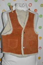 LEATHER sherpa lined Boys size 2-4 WESTERN VEST EUC