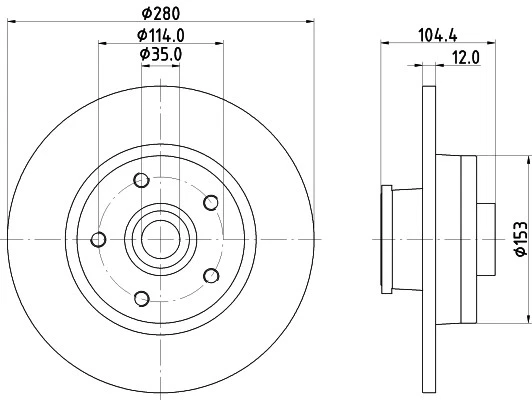 Disco de freno HELLA 8DD 355 125-281 para FIAT, MITSUBISHI, NISSAN, OPEL, RENAULT, VAUXHAL Foto 2 de 3