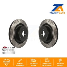 Rear Coated Drill Slot Disc Brake Rotors Pair For INFINITI G37 Nissan 370Z Q60 Z