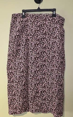 Bobbie Brooks Cotton Paisley Skirt Size 14 Fall Colors Long Pockets Elastic - Picture 1 of 7