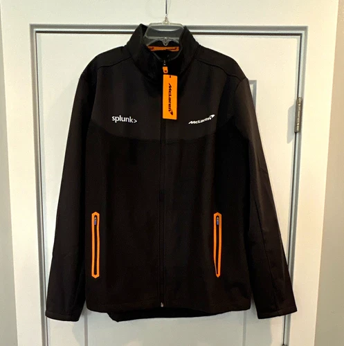 McLaren Men's Softshell Jacket Black Full Zip Stand-Up Collar Zipped Pockets XL - product listing photo