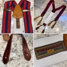 Trafalgar 99 Balint 38MM Striped Grosgrain Ribbon Button End Braces Suspender