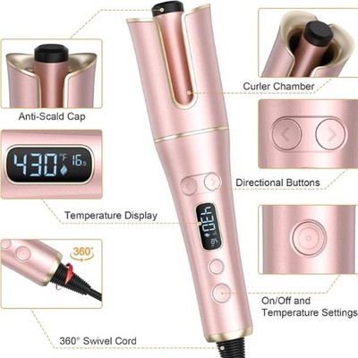 Automatic Hair Curler with LCD Display   1  Rotating Barrel, 4 Heat Settings, 3