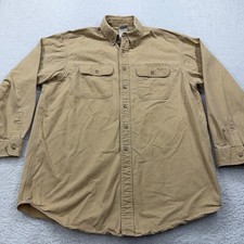 VTG Carhartt Tan Long Sleeve Button Up Work Shirt Men's Casual Outdoor Flannel