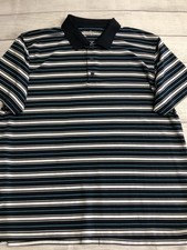 Old Navy Active Polo Shirt Mens 2XL Blue Stripe Golf Performance Athletic