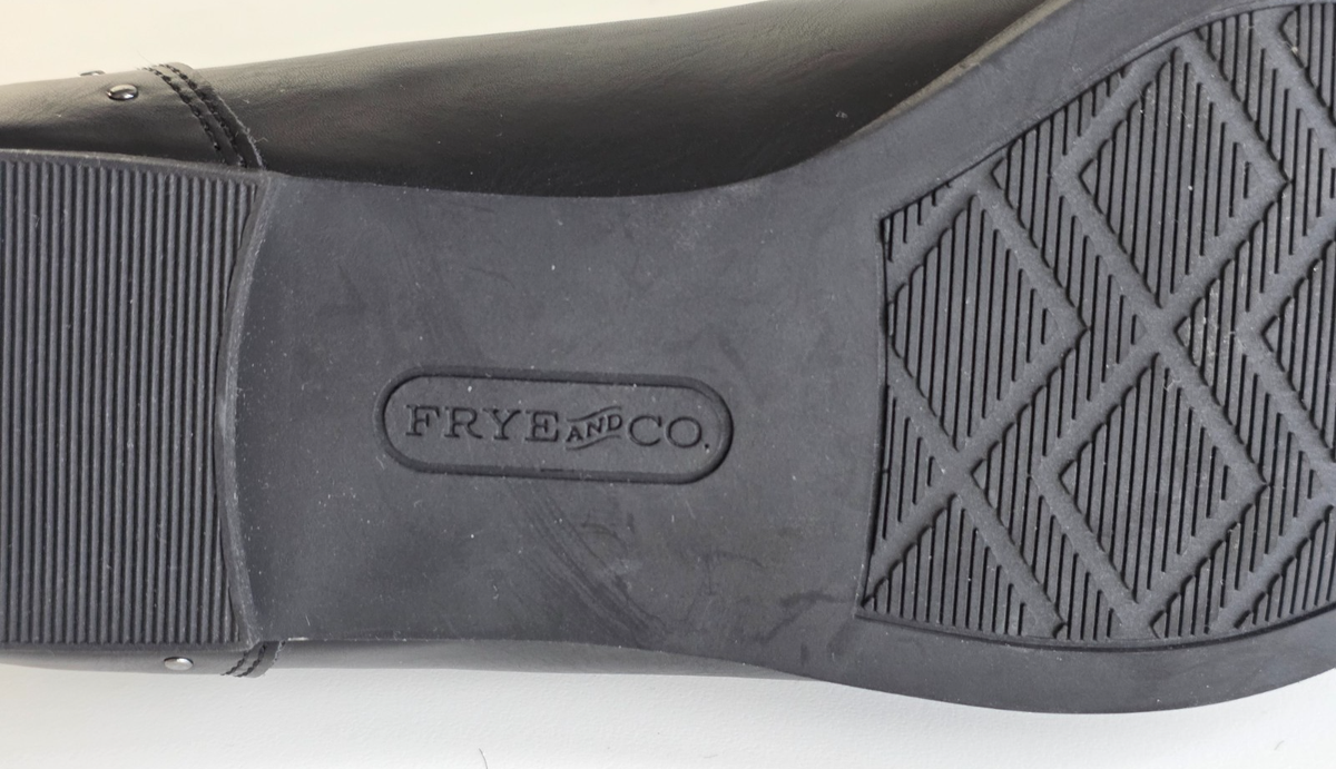Frye & Co Elara Black Faux Leather Studded Penny Loafers 