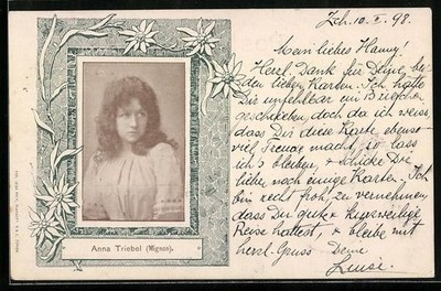 Ansichtskarte Schauspielerin Anna Triebel als Goethes Mignon 1898 