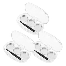 3pcs Empty Eyeshadow Palette Storage Box - 3 Compartment Makeup Container With