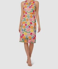 Adrianna Papell Women's Pink Floral-Embroidered Column Dress Size 4