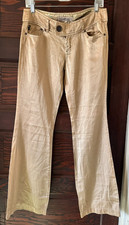 Vintage Z. Cavaricci Denim Brand Pants Jeans Size 5 Gold Flared Legs Zip Front