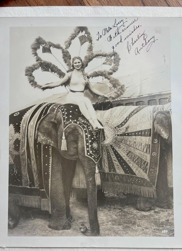 autographed circus Photo w beautiful Elephant