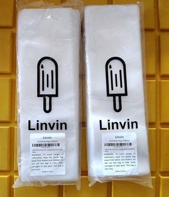400 Bolis ICE CREAM BAGS 3'' x 10'' Linvin Freezer Ice Cream Maker Bags Clear  