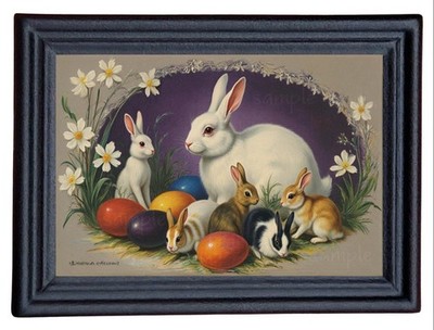 Easter Bunny Family Miniature Dollhouse Art Picture 8904