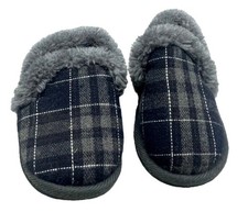 toddler gray soft plaid slippers 5-6 hard bottom READ