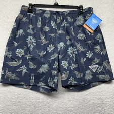 Columbia PFG Mens Size M Blue Animal Rambler Printed Water Shorts