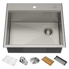 Kraus KWT311-25 Kore 25" Drop In or Undermount Single Basin - Stainless Steel