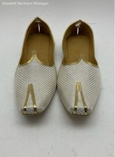Unbranded Traditional Jutti White Textured Slip-On Shoes Women .