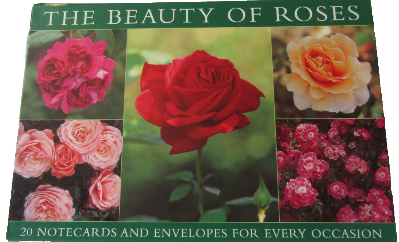 THE BEAUTY OF ROSES - 20 NOTECARDS  4 OF EACH DESIGNS WITH DECORATIVE ENVELOPES