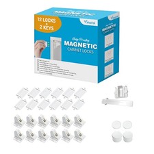 Easy Installation Magnetic Cabinet Locks - 12 Locks, 2 Keys