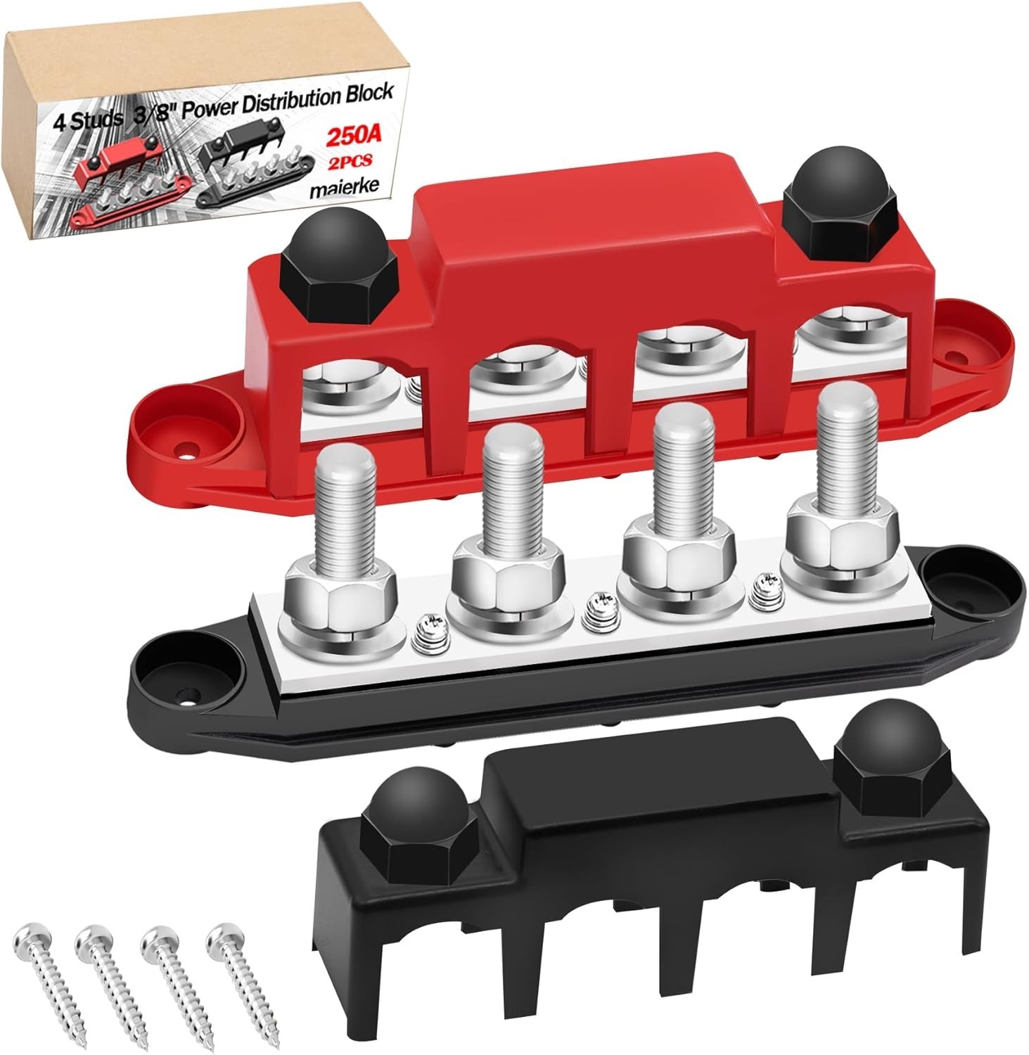 250A Bus Bar 12V Marine 3/8" Power Distribution Block Automotive Busbar Terminal