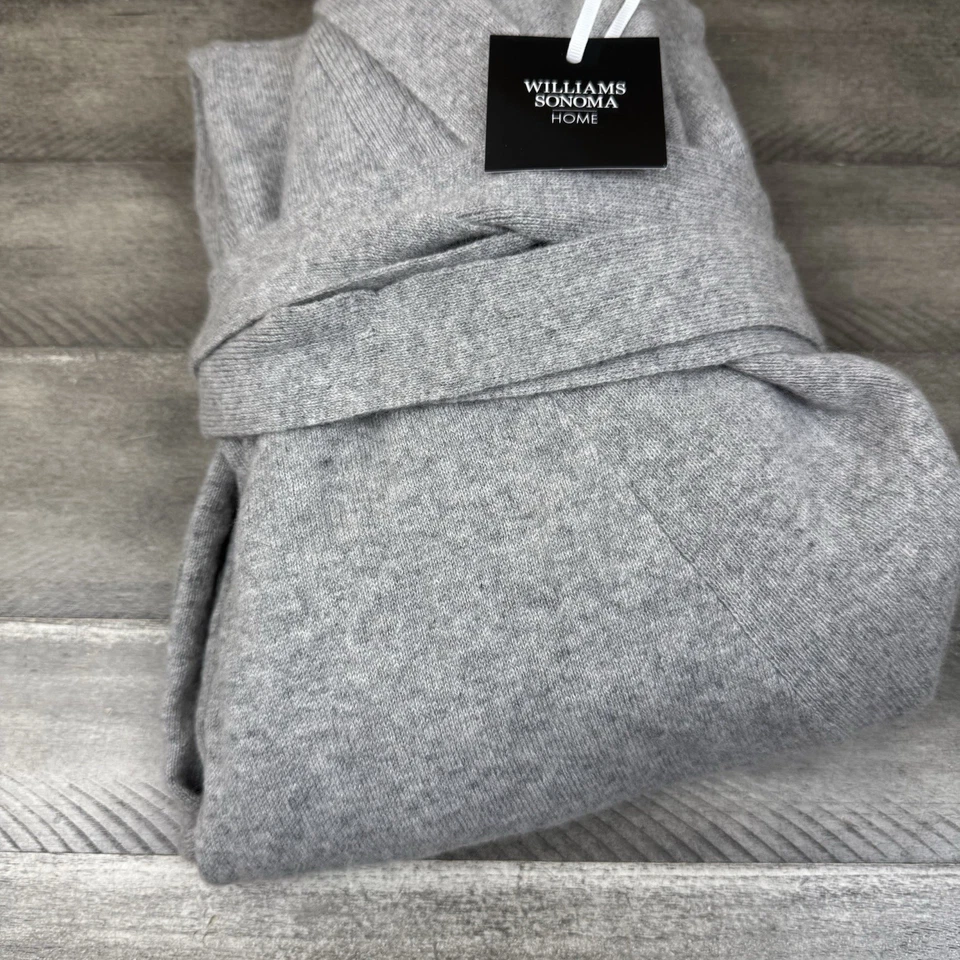Bata larga de cachemir gris gris Williams Sonoma Home Chambers nueva con etiquetas Foto 2 de 4