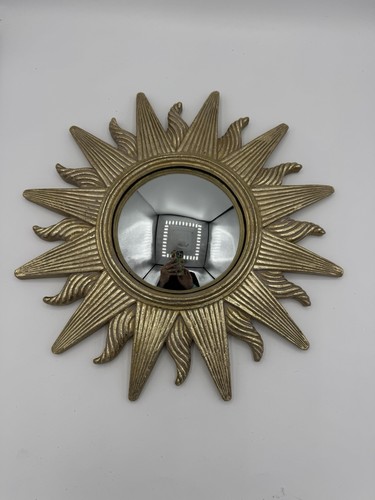 Vtg 90's Bombay French Regency Gold Gilded Convex Sunburst Starburst Wall Mirror