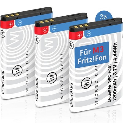 3x Akku für AVM FRITZ!Fon M3 Telefon Zusatzakku Ersatzakku Batterie Fritz Fon