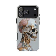 For iPhone / Galaxy / Pixel   Gold Porcelain Skull Abstract Phone Case