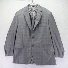 Jos A Bank Blazer Mens 46 Platinum Wool 2-Button Suit Coat Jacket Gray Plaid