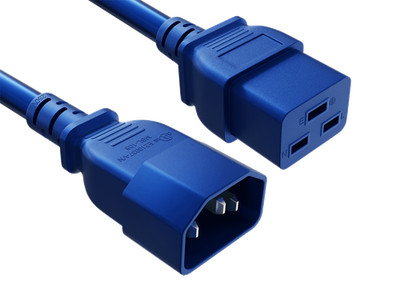 6ft IEC-60320 C14 to C19 Extension Power Cord 14AWG 15A/250V SJT, Blue