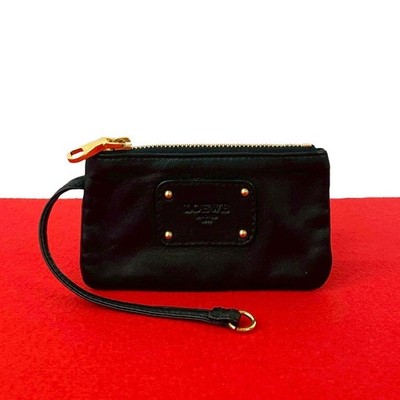 Extremely Excellent Condition Rare  LOEWE Loewe Logo Engraved Nappa Leather Genu