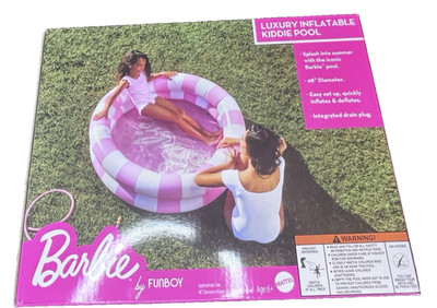 BARBIE Funboy Luxury Inflatable Kiddie Pool 48 in. diameter Pink & White NEW!