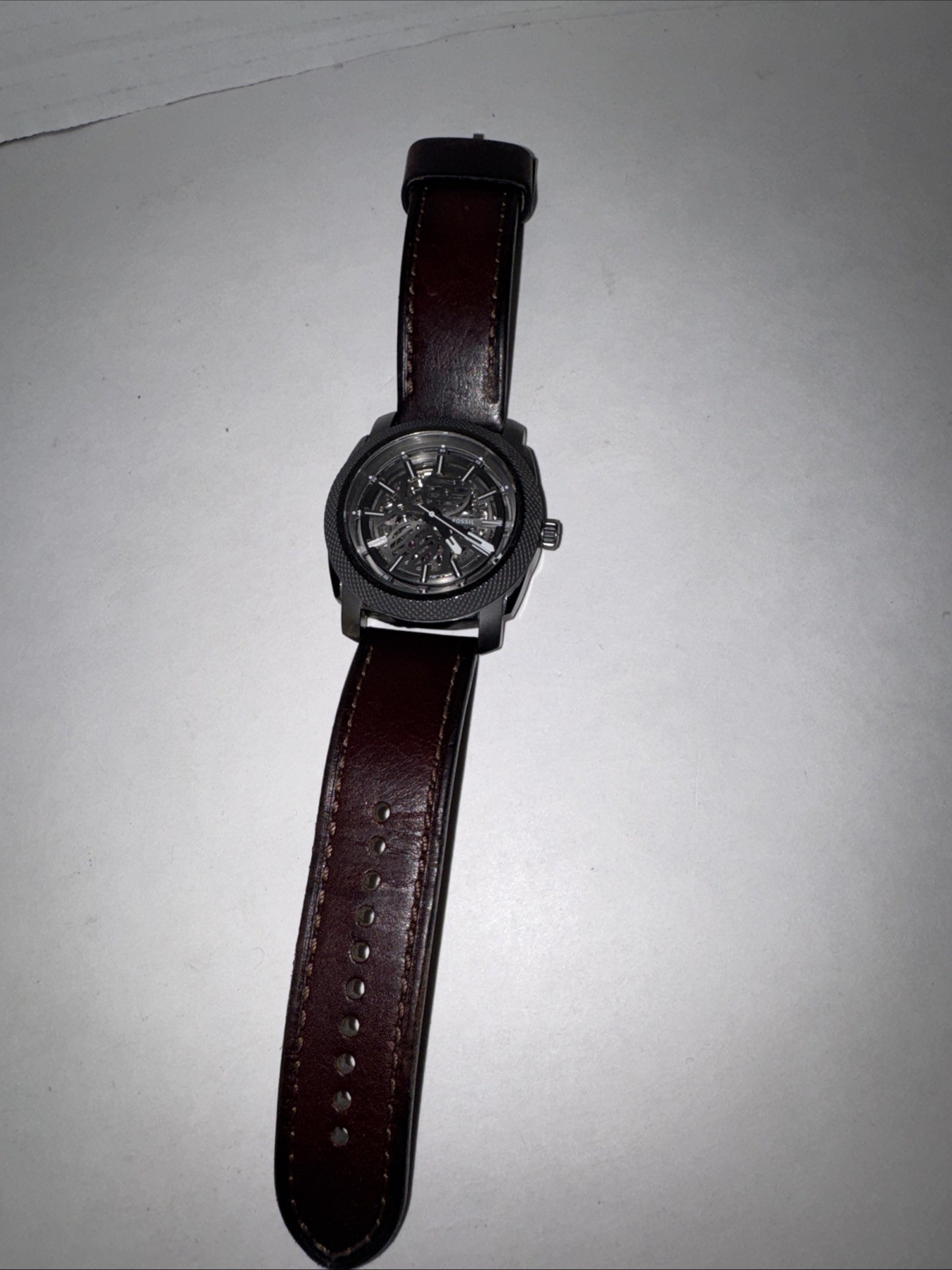 Fossil Men's Automatic Skeleton Watch 45mm Open Dial ME-33541 Leather Band Parts
