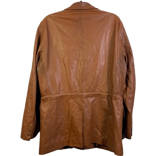 LIVAR by LIVIANNA PALLI Vintage Genuine Leather Cognac Jacket Coat - Size 50 - Picture 7 of 12