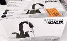 KOHLER Cursiva 4 In. Centerset Bathroom Sink Faucet - Matte Black K-R30578-4D-BL