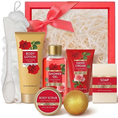 Spa Luxetique Gifts for Women 8pcs of Romantic Rose Gift Set Red