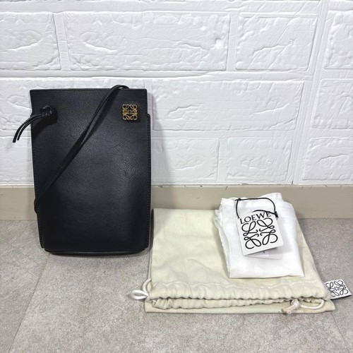 Loewe Dice Pocket Leather Shoulder Bag Black