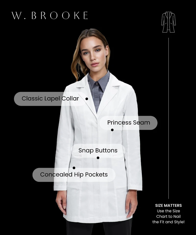 New Women's Tailored Fit Lab Coat Medical Doctor Dentist Work Jacket - Image 2 of 4