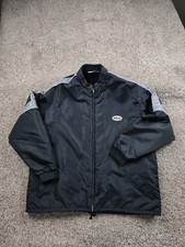 Vintage Billabong Jacket Mens XL Black Silver Fur Lined Nylon Zip Reflective 90s