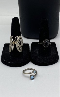 Alex and Ani Sterling Silver 925 Jewelry Lot of 3 Rings Butterfly Sizes 5.5-7