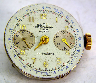 Vintage 17J CHRONOGRAPH *BUTTES/BUTEX* Movement - Landeron 51 for parts/Repair