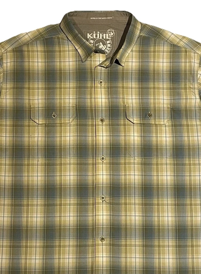 NEW! Kuhl Quick-Dry Performance Button-Up Shirt  Mens LG  Smoke Gray/Blue Plaid - Image 3 of 4