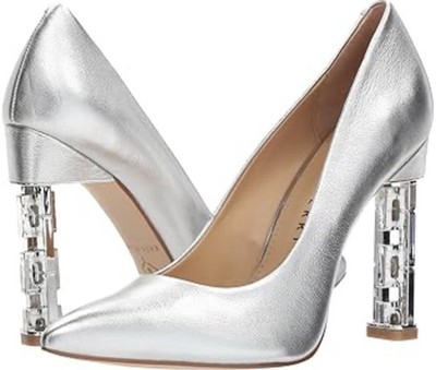 Katy Perry Suzanne 34KP0357 Silver Pumps Size 7.5 Chain Link Heels