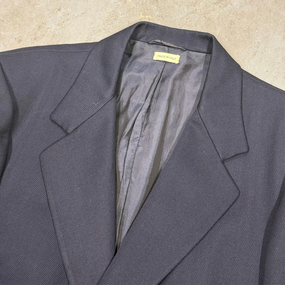 Brioni Coat Wool Long Overcoat Chesterfield Twill Made in Italy Blue Large 42 R - Image 4 of 4