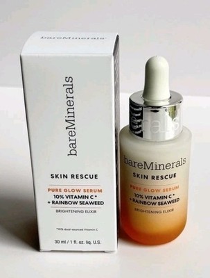 NEW BAREMINERALS Skin Rescue Pure Glow Serum 10% Vitamin C 1oz FS $65RV BNIB