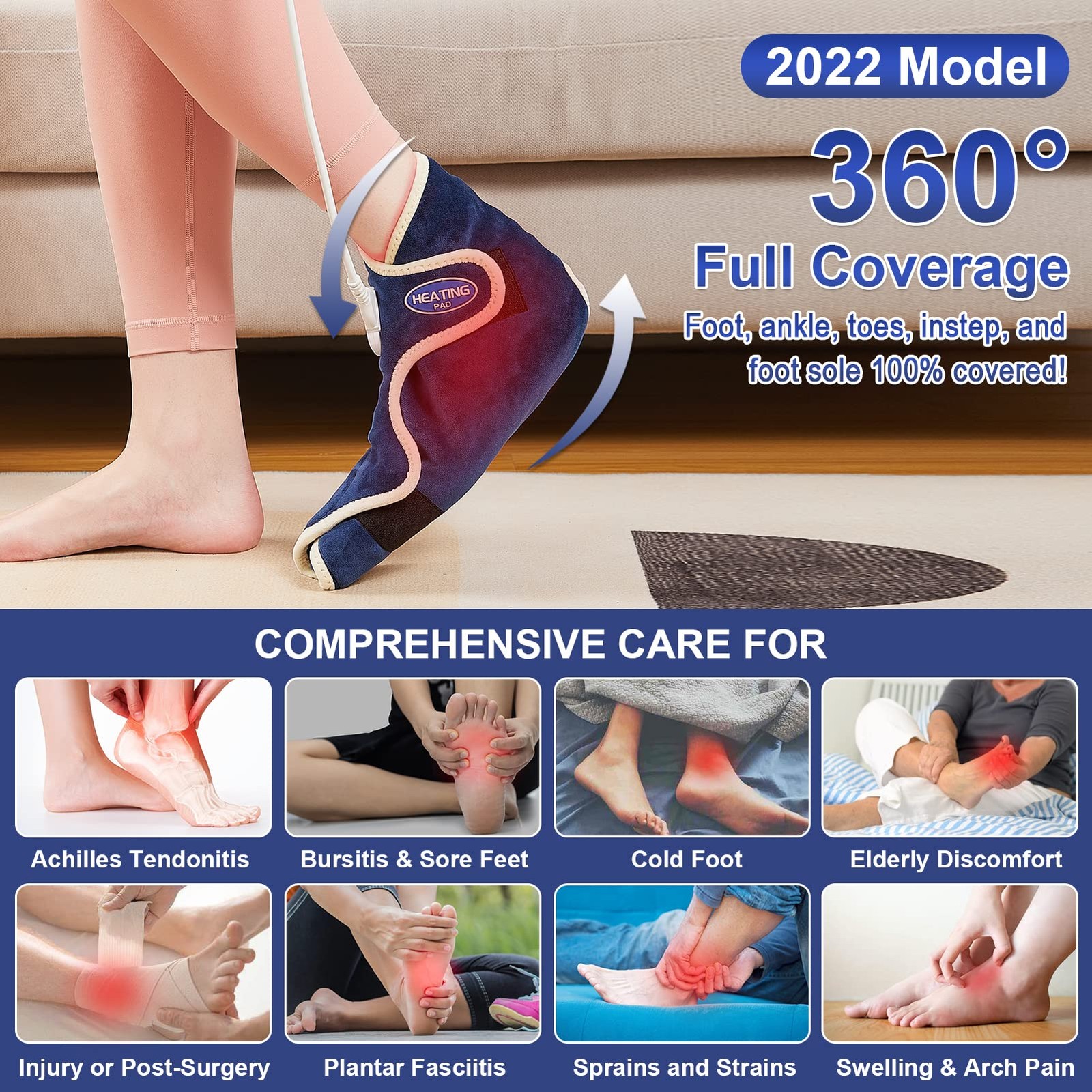 Ankle/Toe/Foot Warmer | Full Coverage Heated Foot Wrap |86-158℉ Continuous Se...