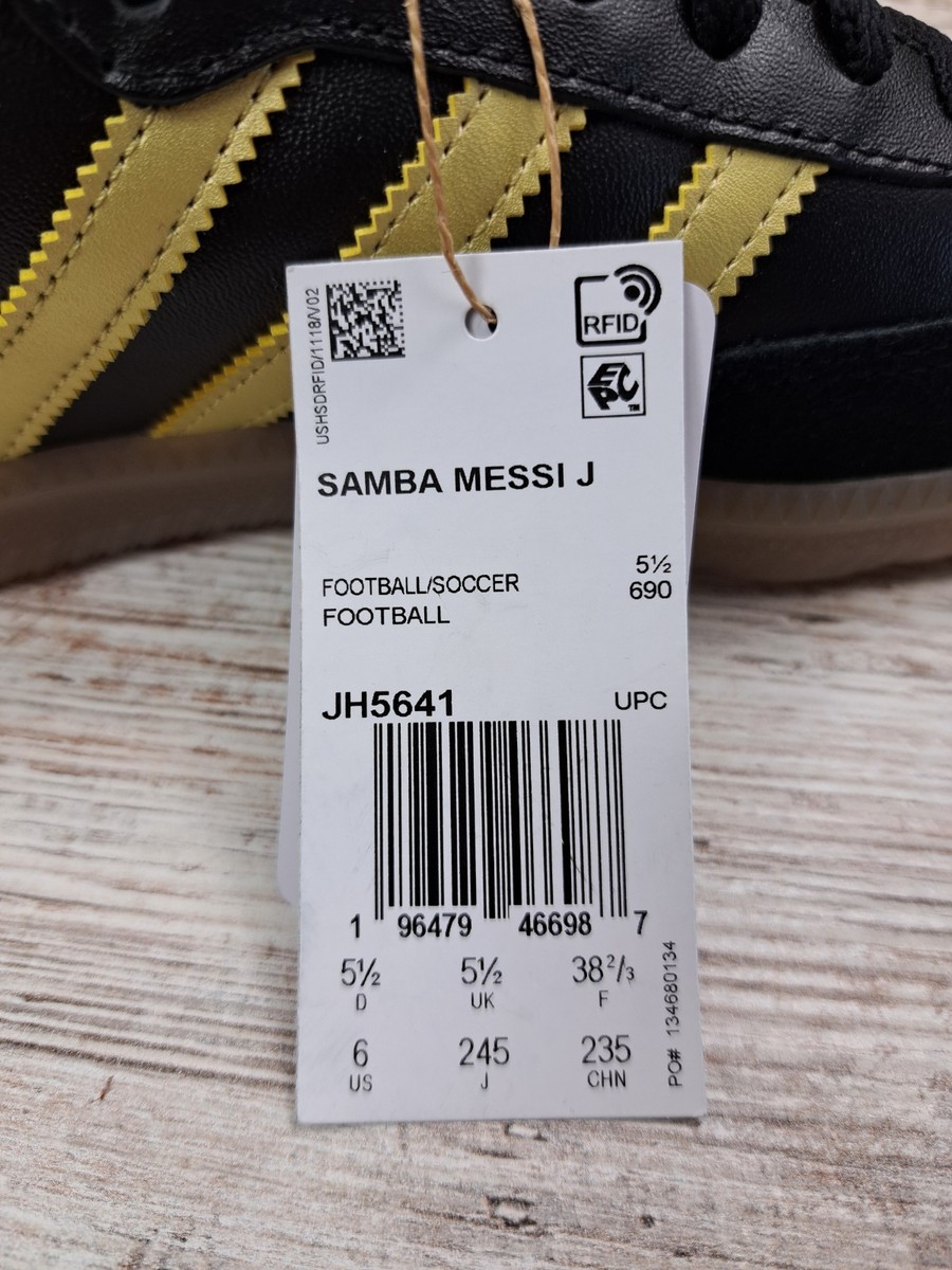 箱 Adidas Messi x Samba J 'Black Gold' Sneakers Boys Girls Kids Size