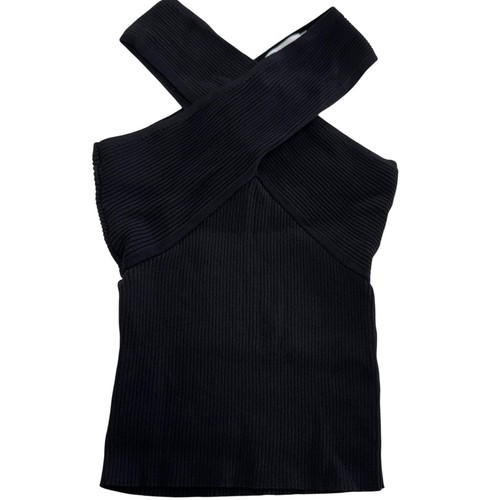Zara Tank Top Damen klein Rippstrick Kreuz Träger ärmellos Stretch tailliert