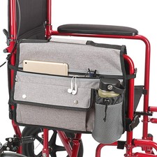 Wheelchair Storage Bag, Double-Sided Armrest Pouch with Cup Holder and Reflec...